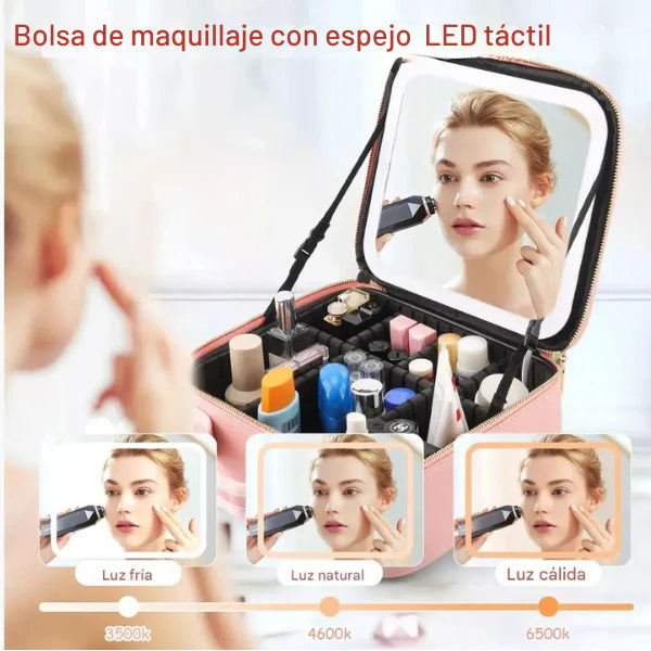 BeautyOne™ ✨ Cosmetiquera  Profesional con Espejo LED y Luz Natural