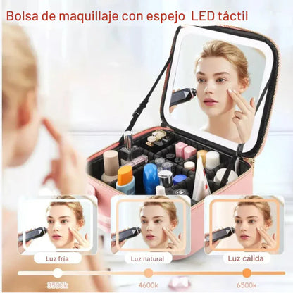 BeautyOne™ ✨ Cosmetiquera  Profesional con Espejo LED y Luz Natural